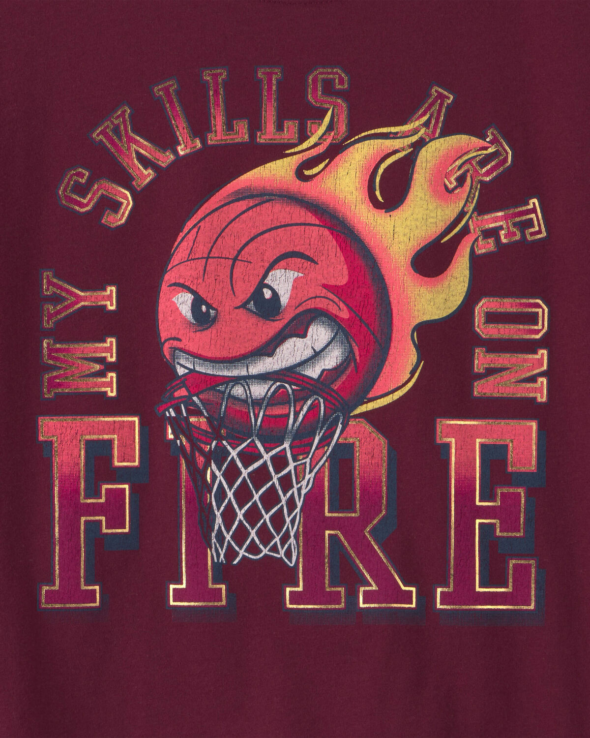 Boys 'My Skills Are On Fire' Basketball Graphic Tee - Burgundy - Image 3