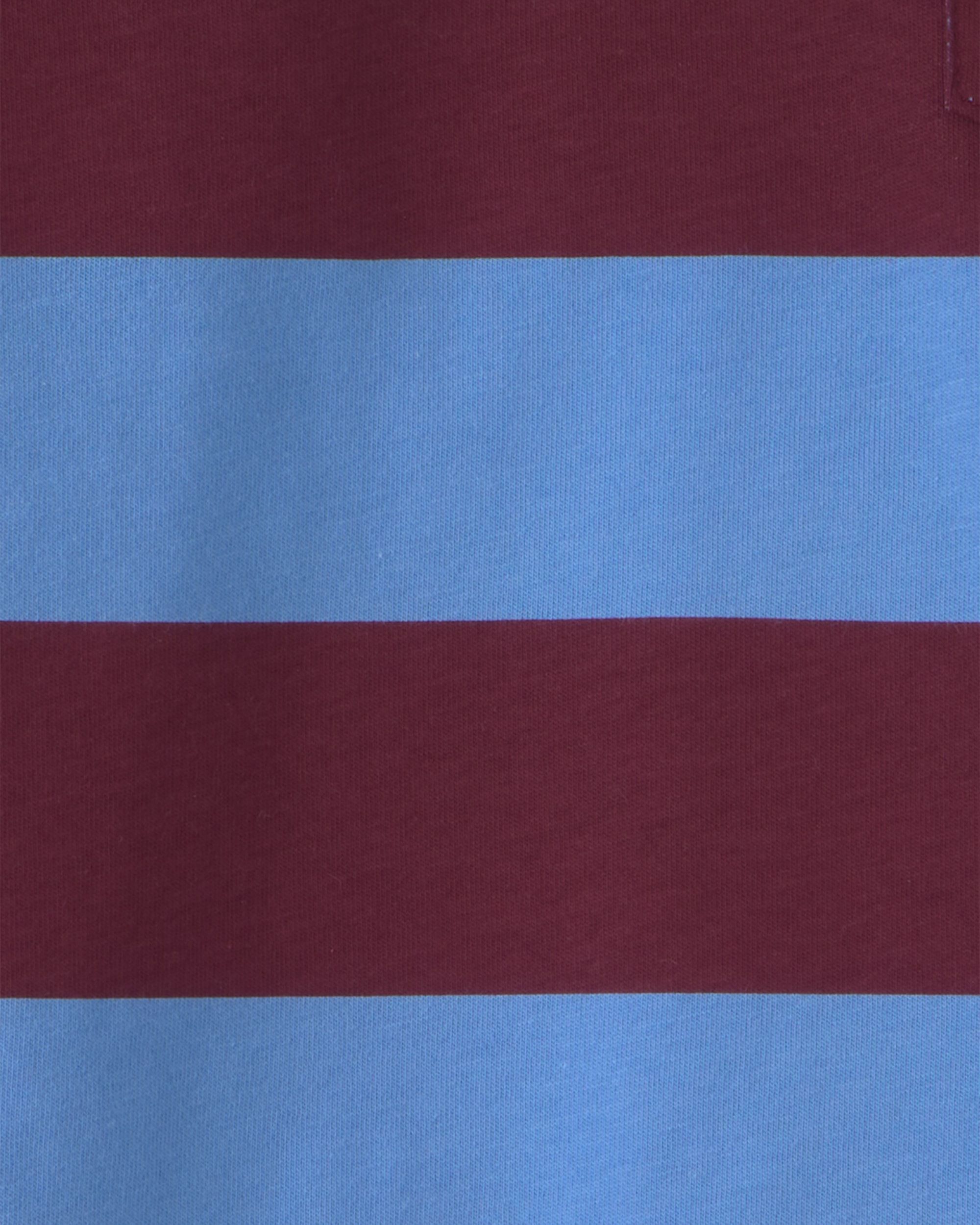Boys Striped Polo Shirt - Burgundy/Blue - Image 5