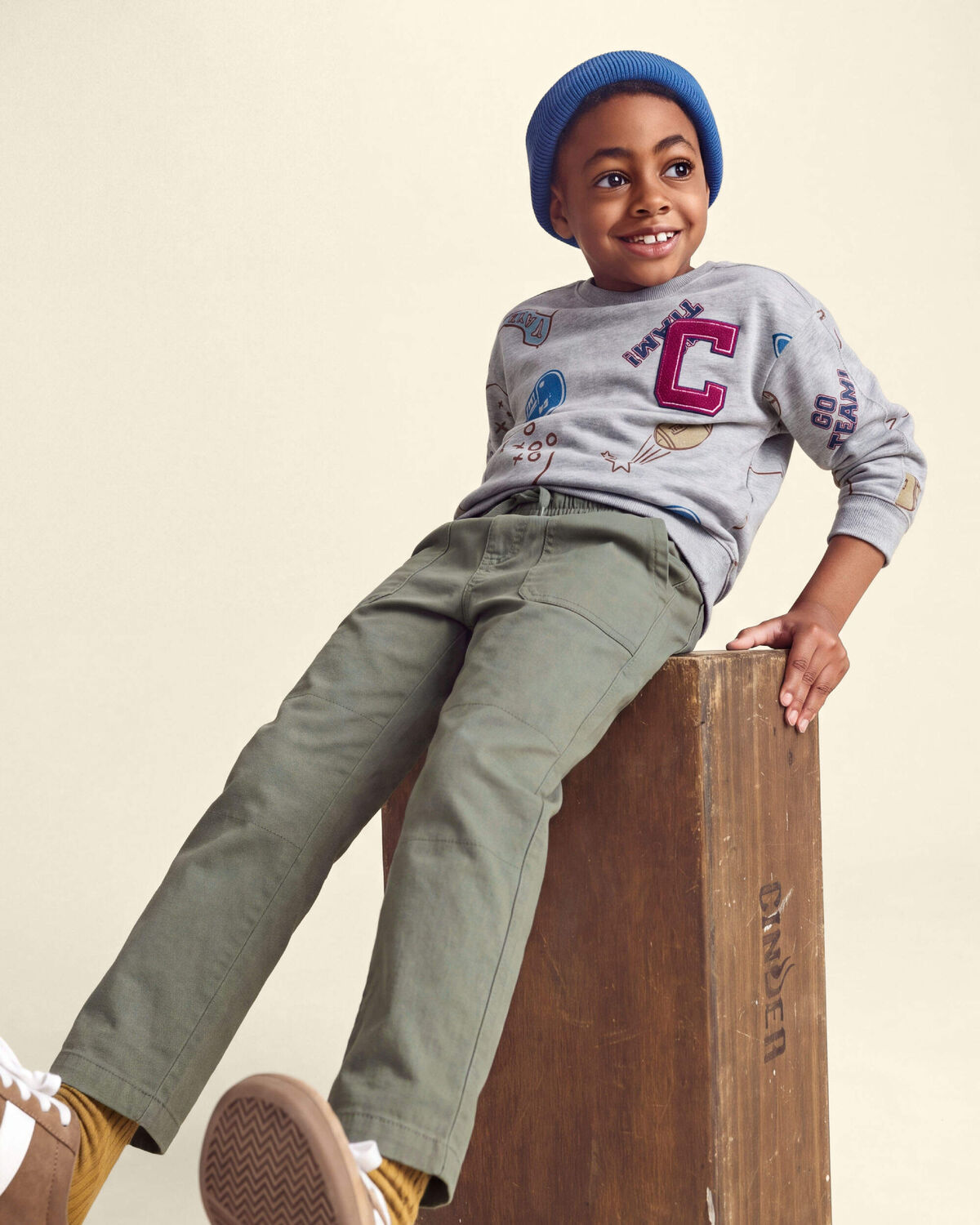 Boys 'Captain' Athlete Pullover Sweatshirt - Grey - Image 3
