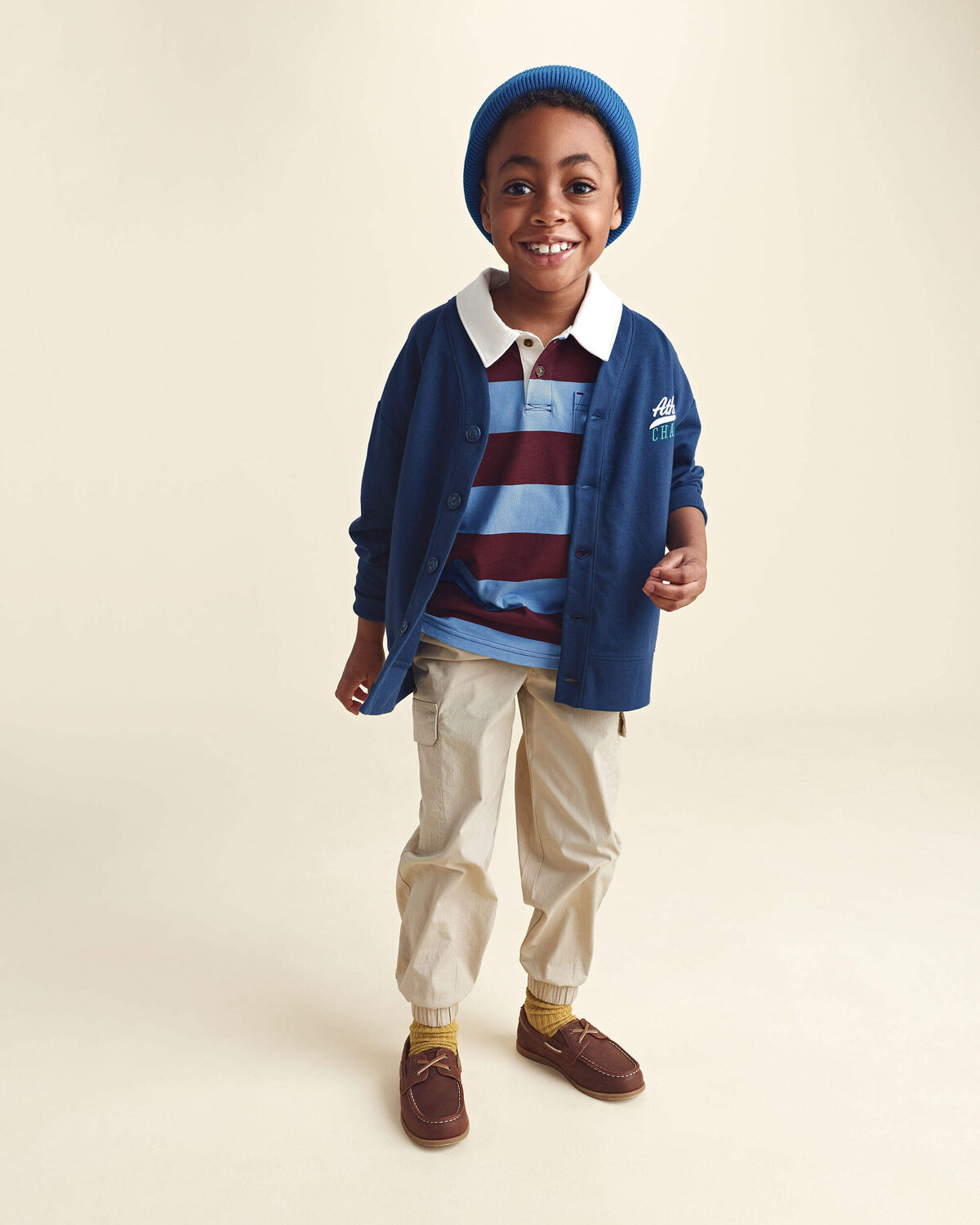 Boys 'Athletic Champs' Game Day French Terry Cardigan - Navy Blue - Image 4
