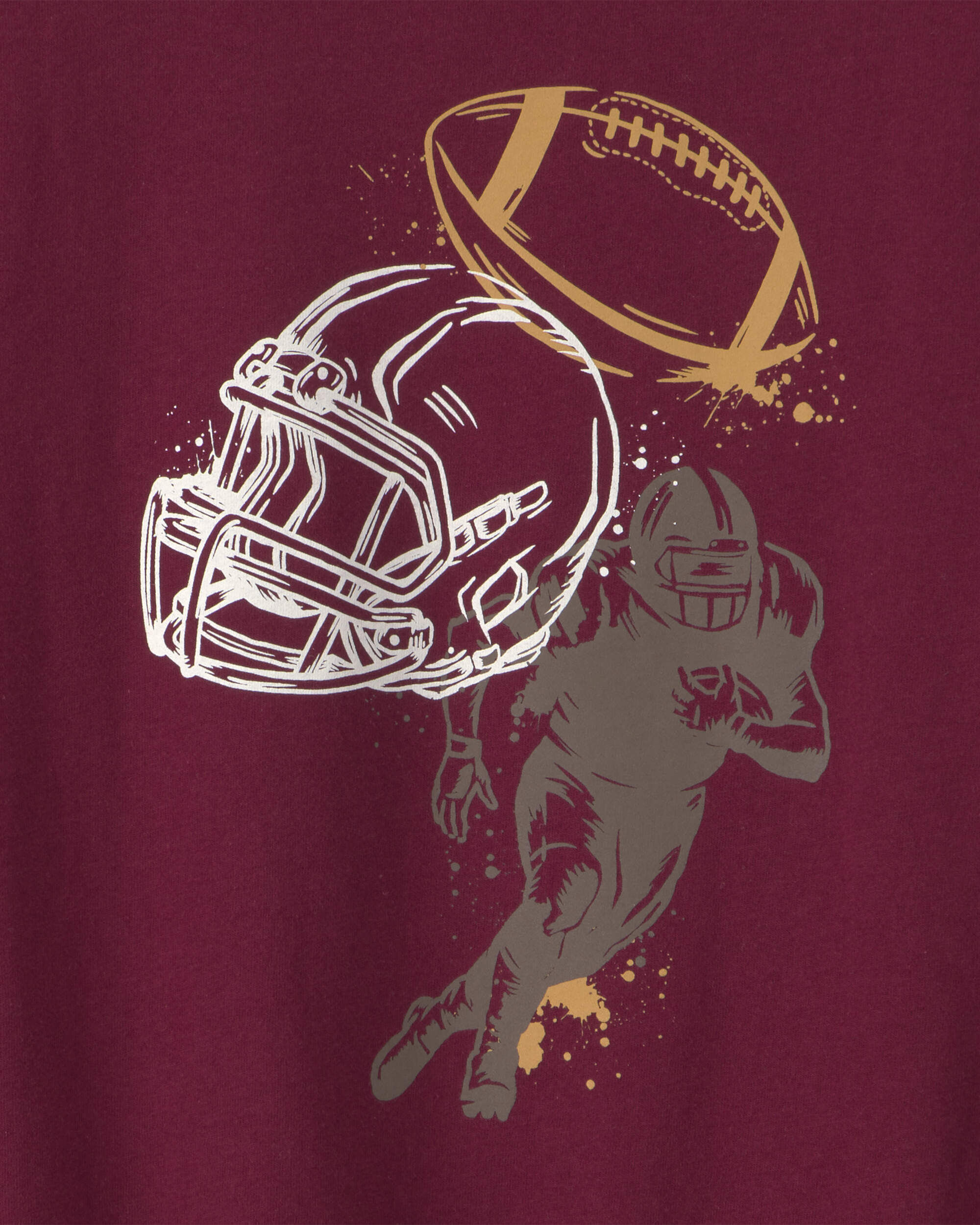 Boys Football Long-Sleeve Graphic Tee - Burgundy - Image 3