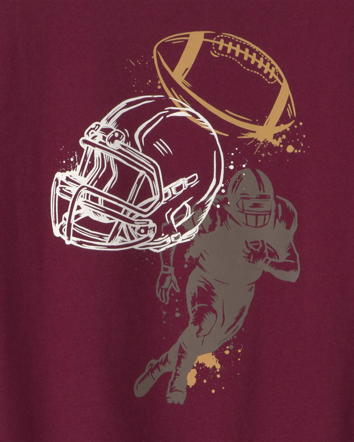 Boys Football Long-Sleeve Graphic Tee - Burgundy - Image 2
