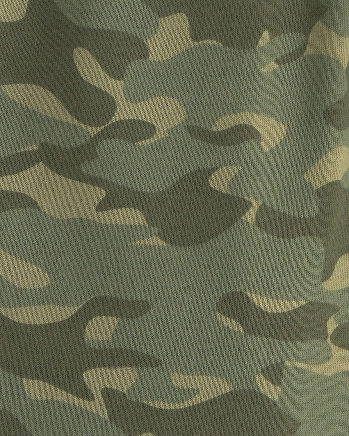 Boys Camo Fleece Joggers - Olive Green - Image 3