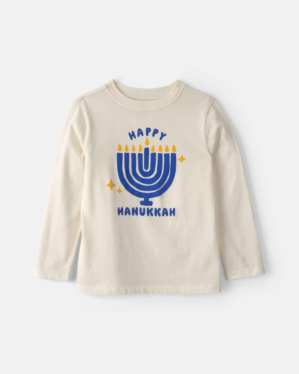 Kids 'Happy Hanukkah' Menorah Long-Sleeve Graphic Tee - Cream