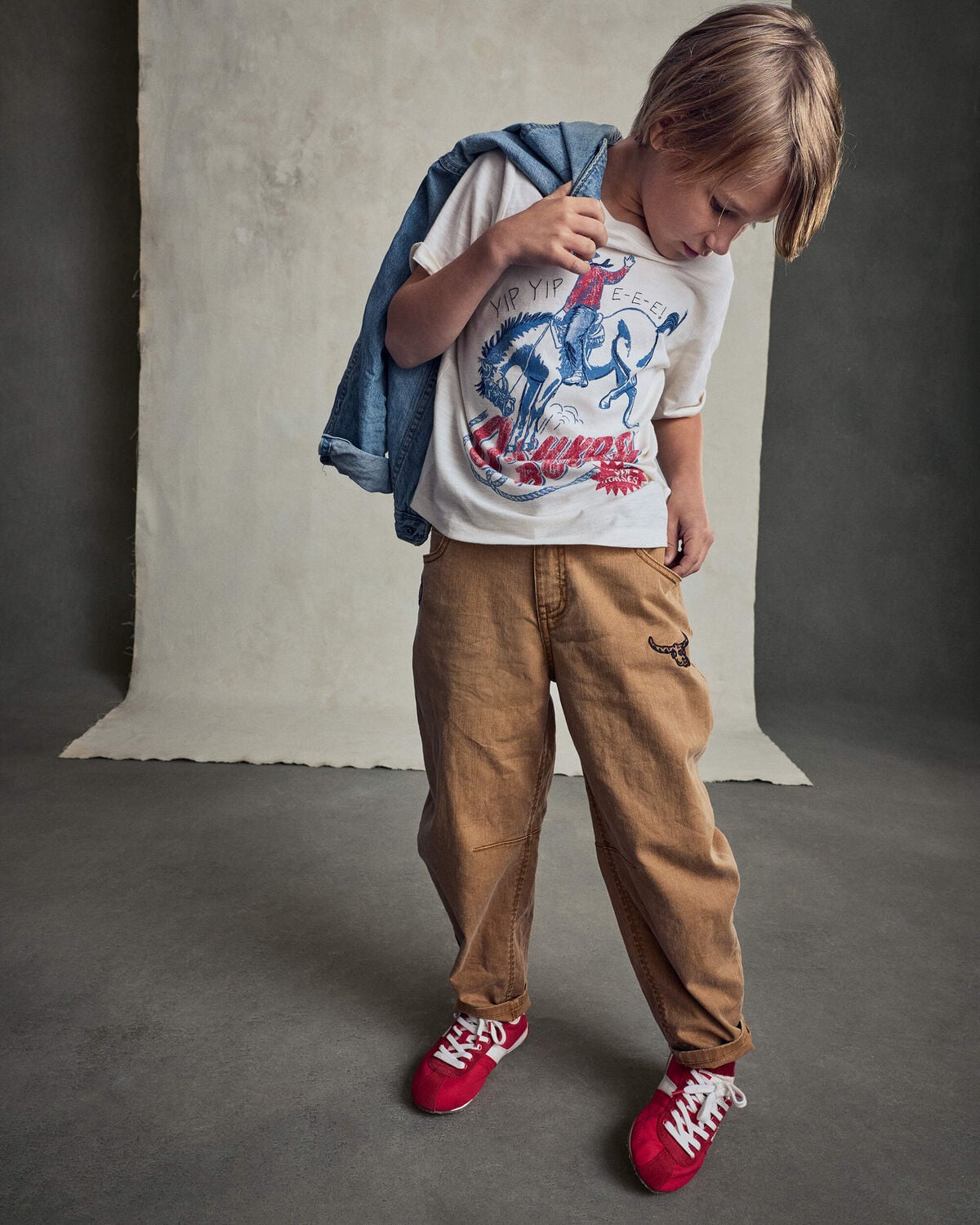Boys Twill Barrel Jeans - Brown - Image 4