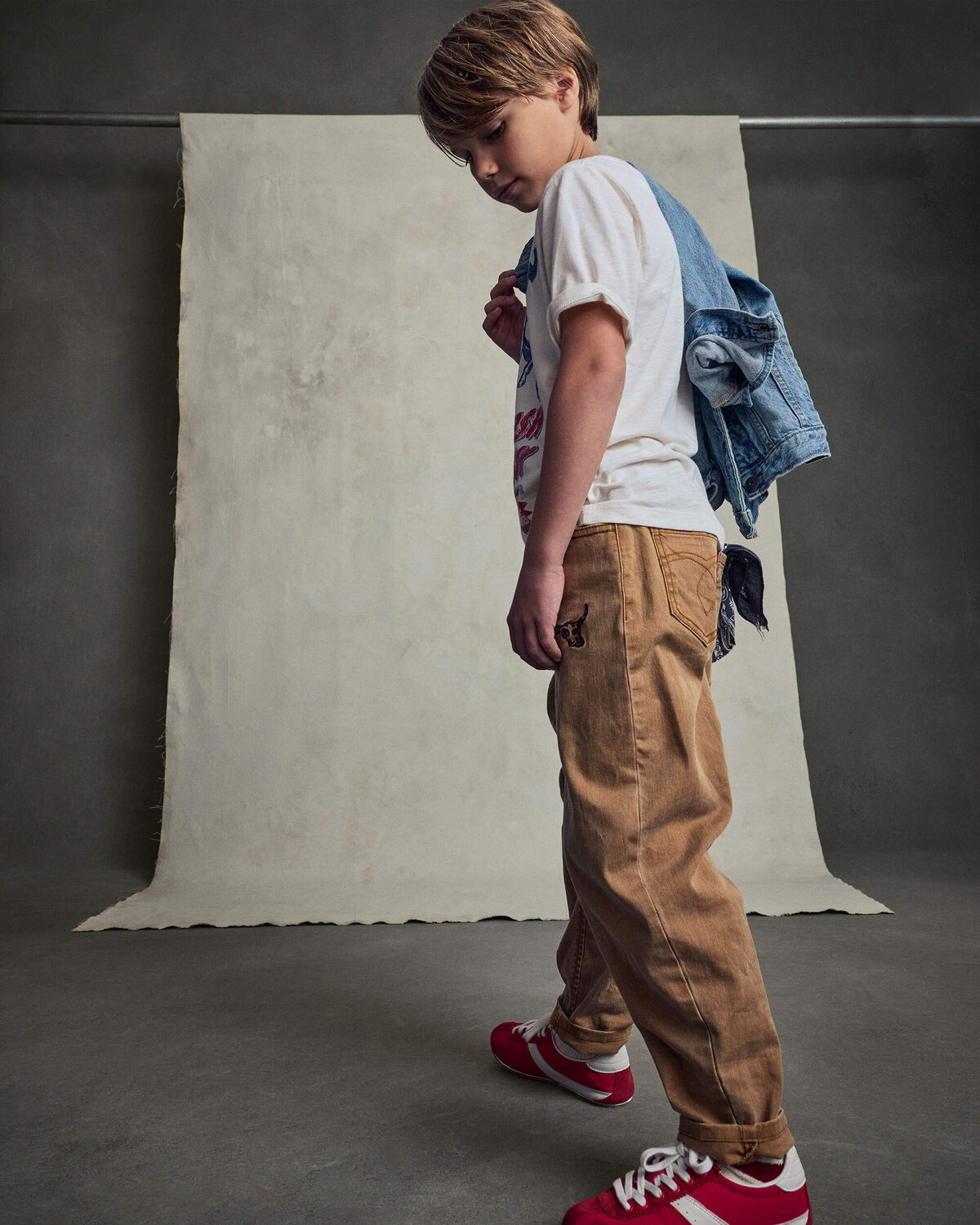 Boys Twill Barrel Jeans - Brown - Image 6