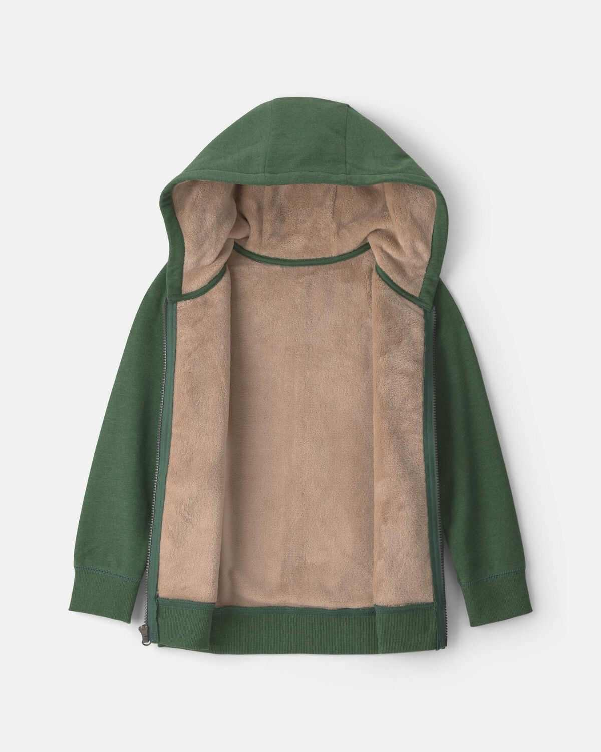 Boys Fleece Zip-Up Hoodie - Olive Green - Image 2