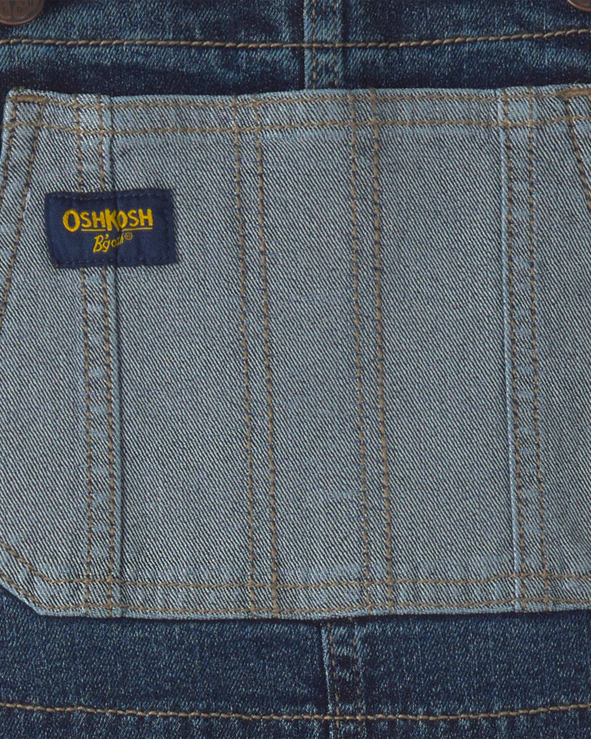 Boys Patched Denim Overalls - Blue - Image 4