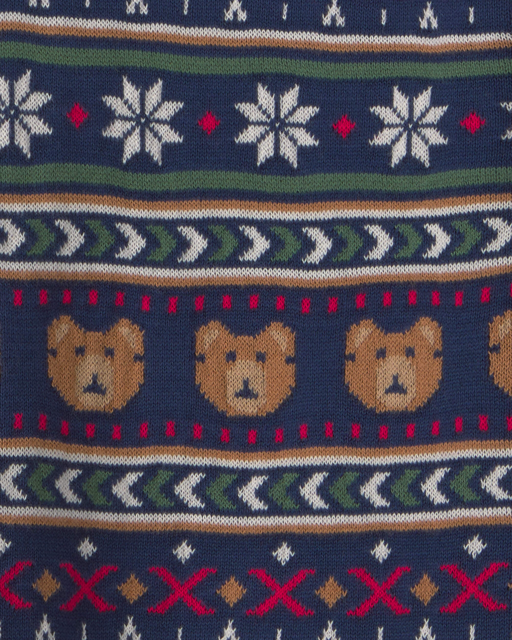Boys Bear Fair Isle Sweater - Navy Blue - Image 3