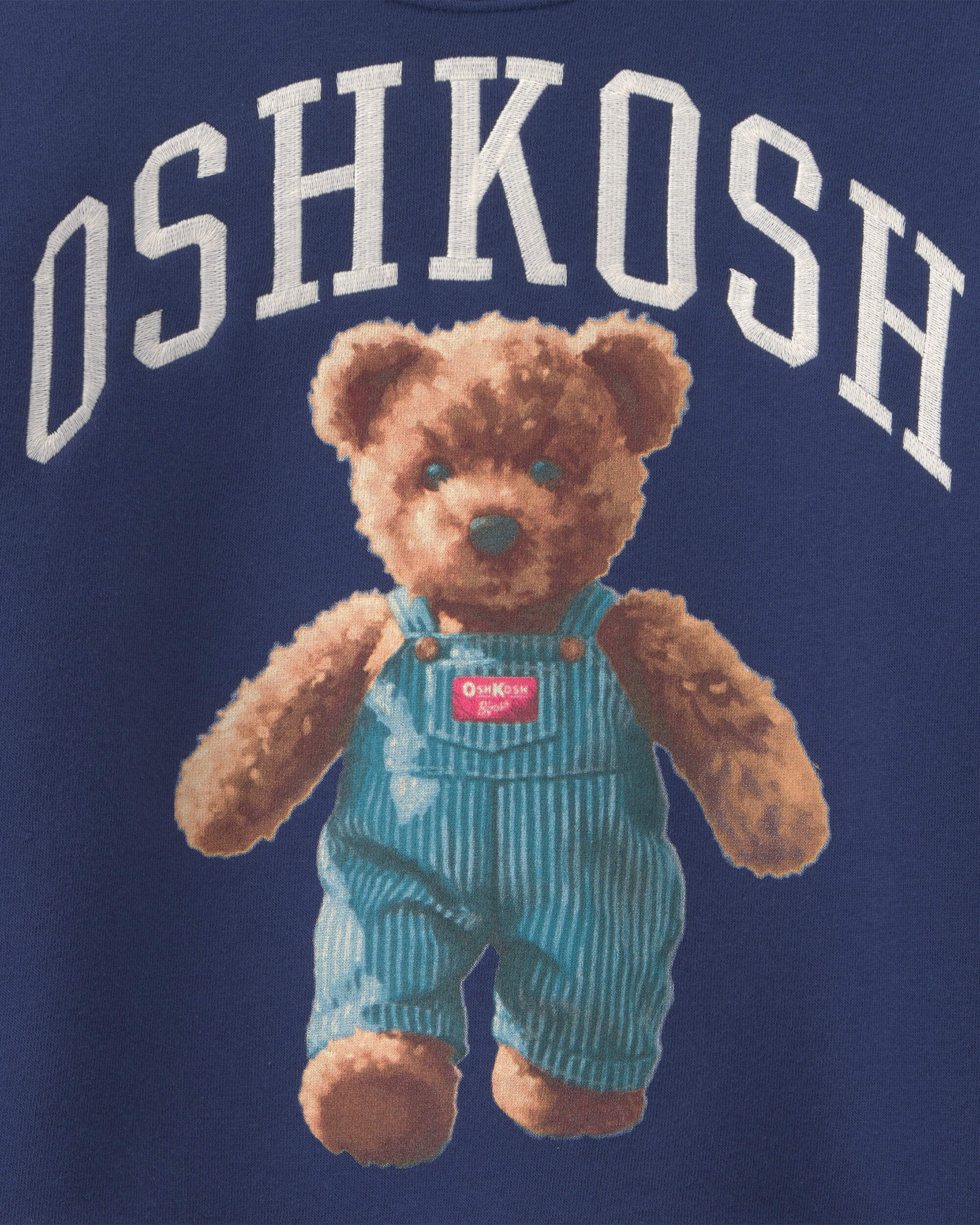 Boys OshKosh Bear Fleece Pullover Sweatshirt - Navy Blue - Image 3