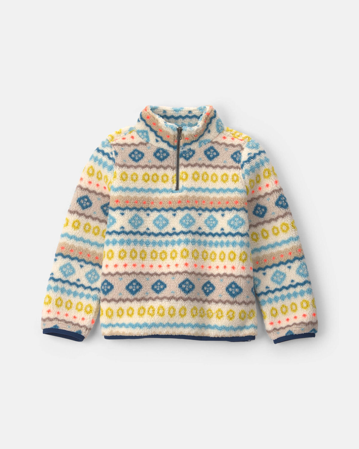Boys Fair Isle Teddy Fleece Pullover Sweatshirt