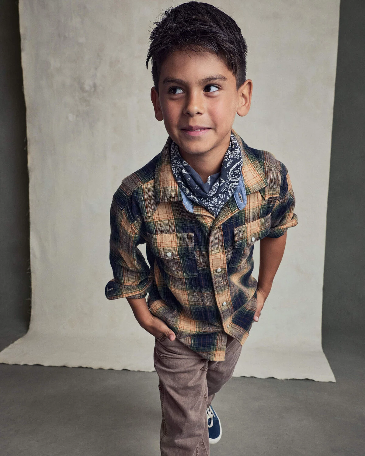 Boys Plaid Long-Sleeve Button-Down Shirt - Brown - Image 4