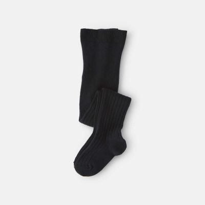 Girls Ribbed Tights - Black