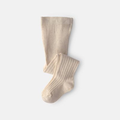 Girls Ribbed Tights - Cream