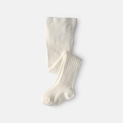 Girls Ribbed Tights - Ivory