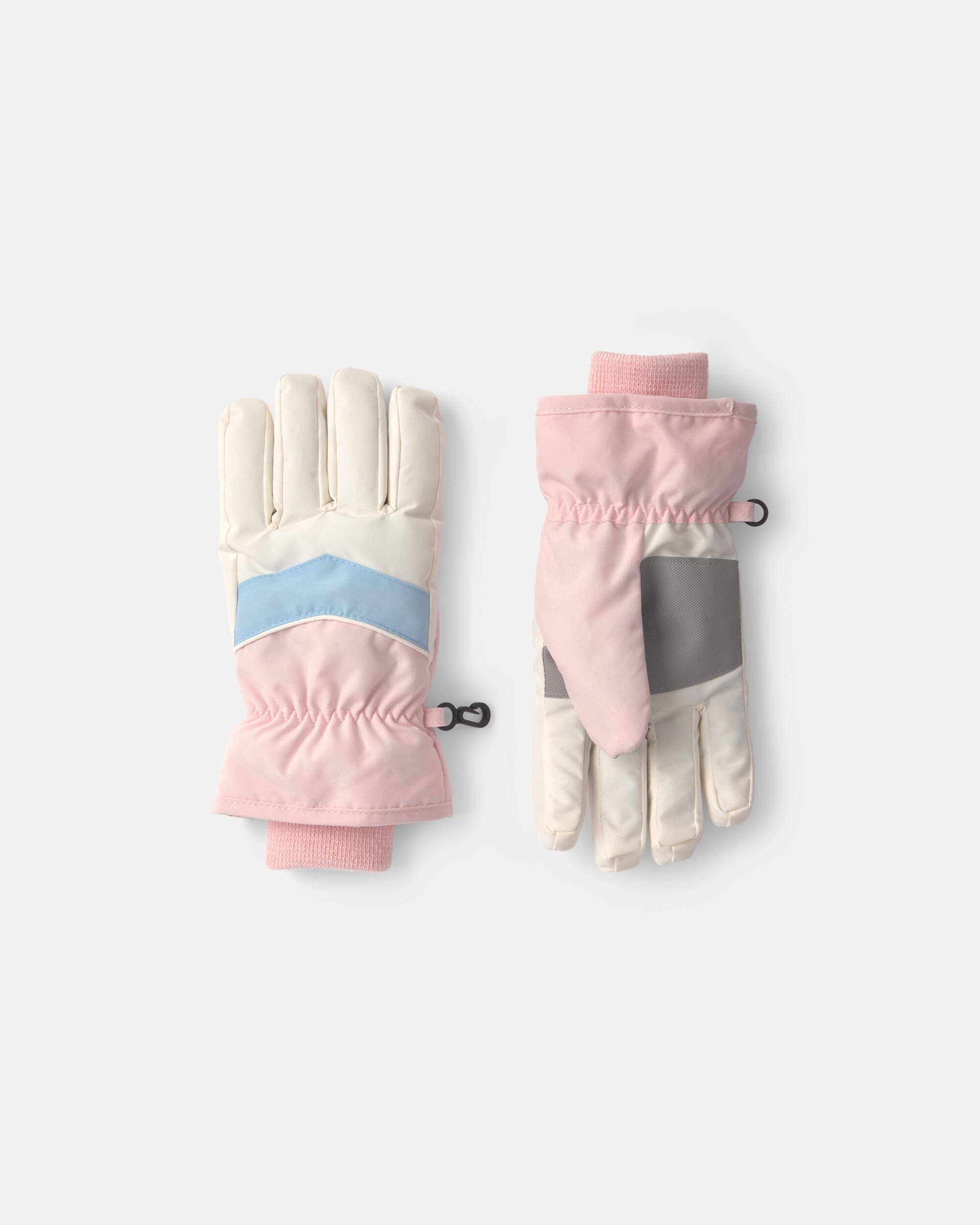 Girls Color Block Ski Gloves - Green/White/Purple - Image 3