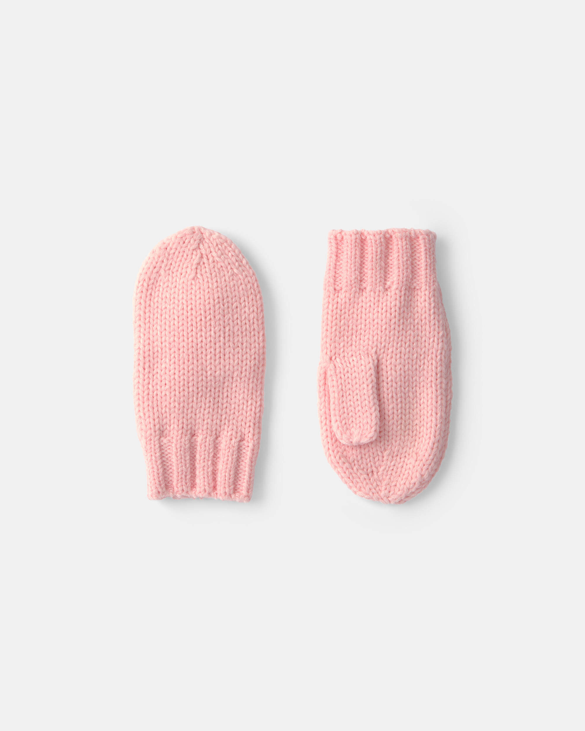 Girls Ribbed Mittens - Light Pink - Image 2