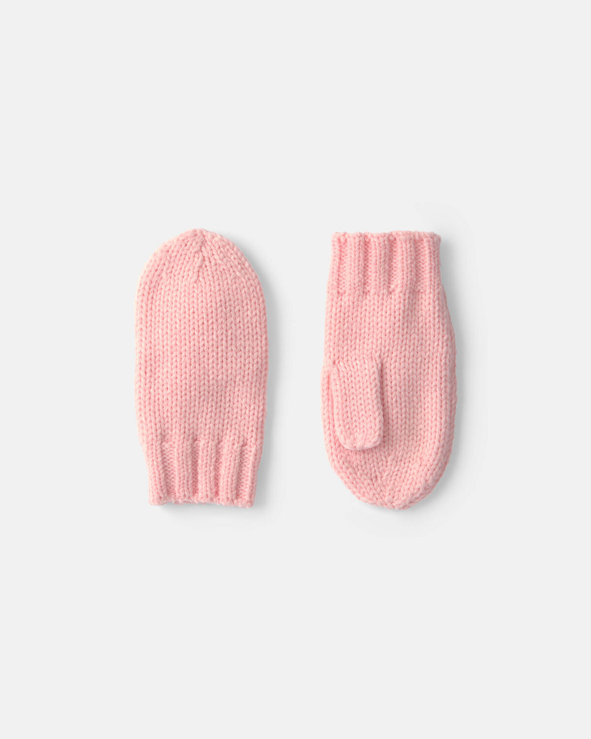 Girls Ribbed Mittens - Light Pink