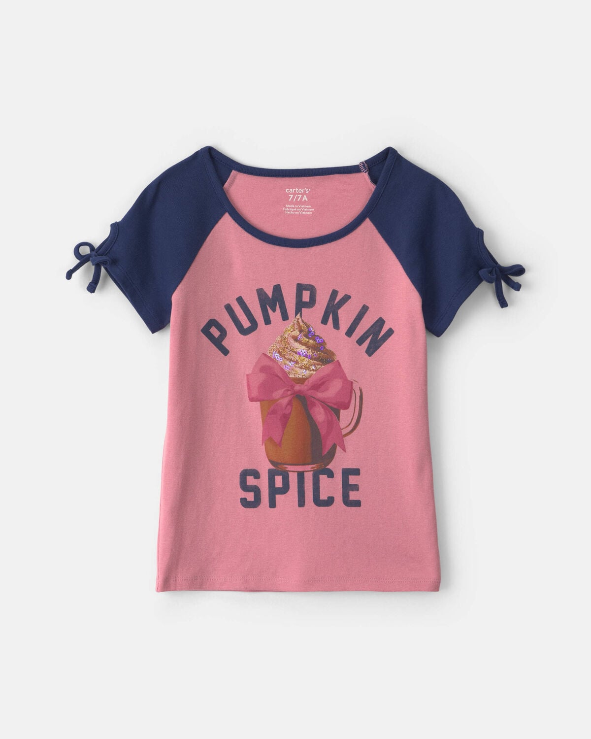 Girls 'Pumpkin Spice' Graphic Tee - Pink/Blue