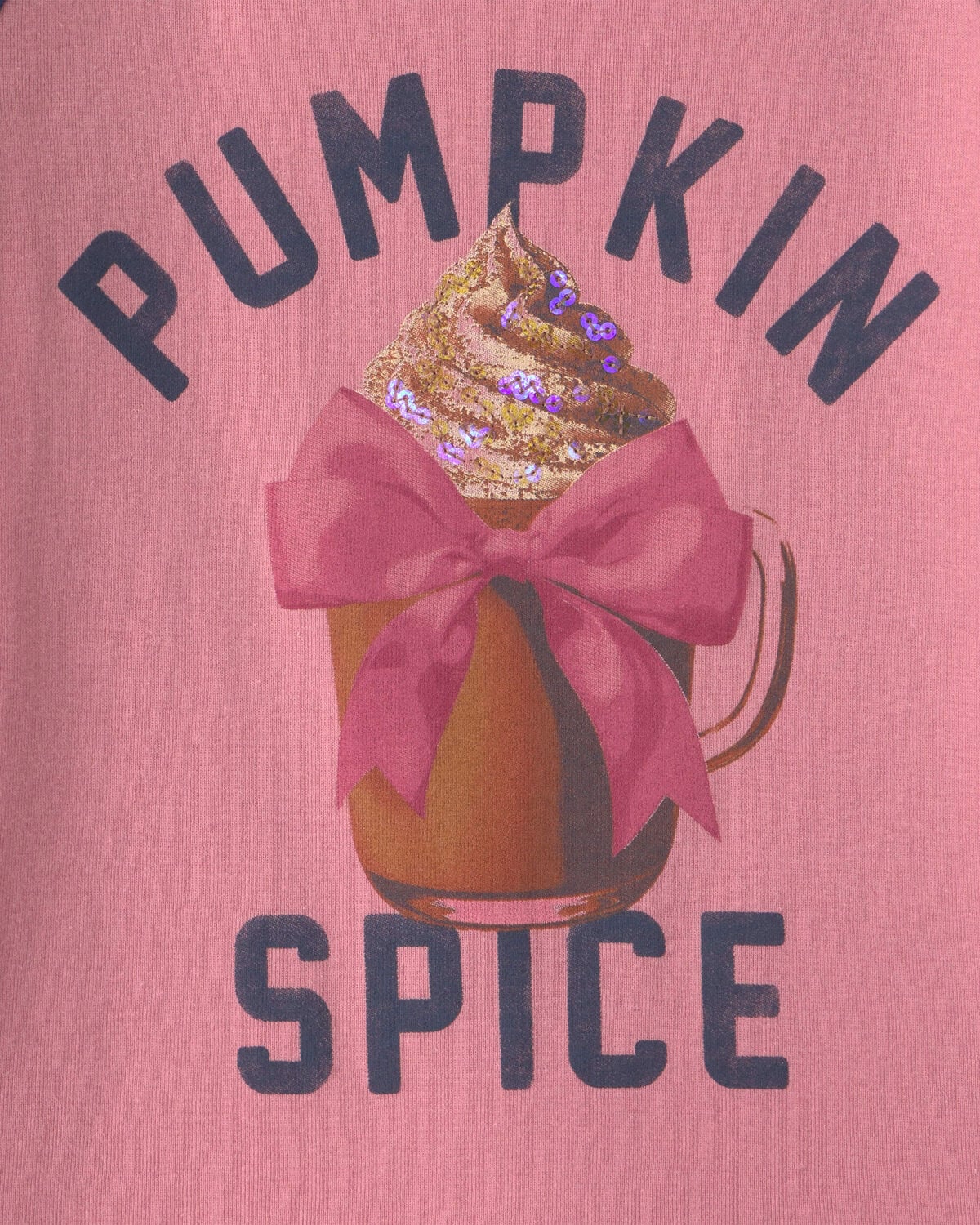 Girls 'Pumpkin Spice' Graphic Tee - Pink/Blue - Image 3