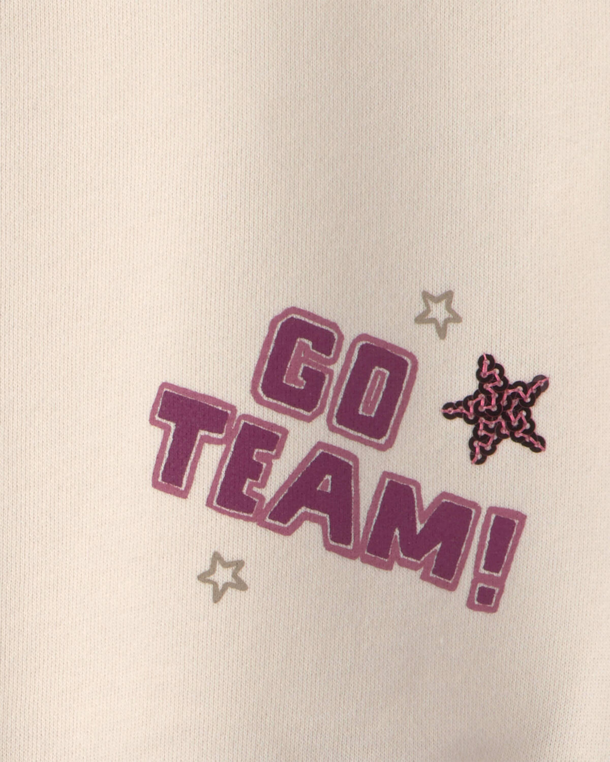 Girls 'Go Team' Varsity French Terry Top - Cream - Image 3