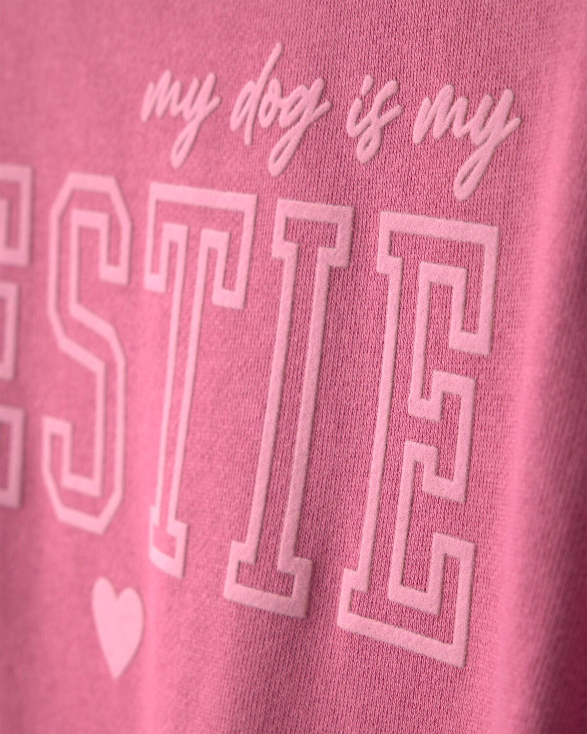 Girls 'Bestie' French Terry Top - Pink - Image 2