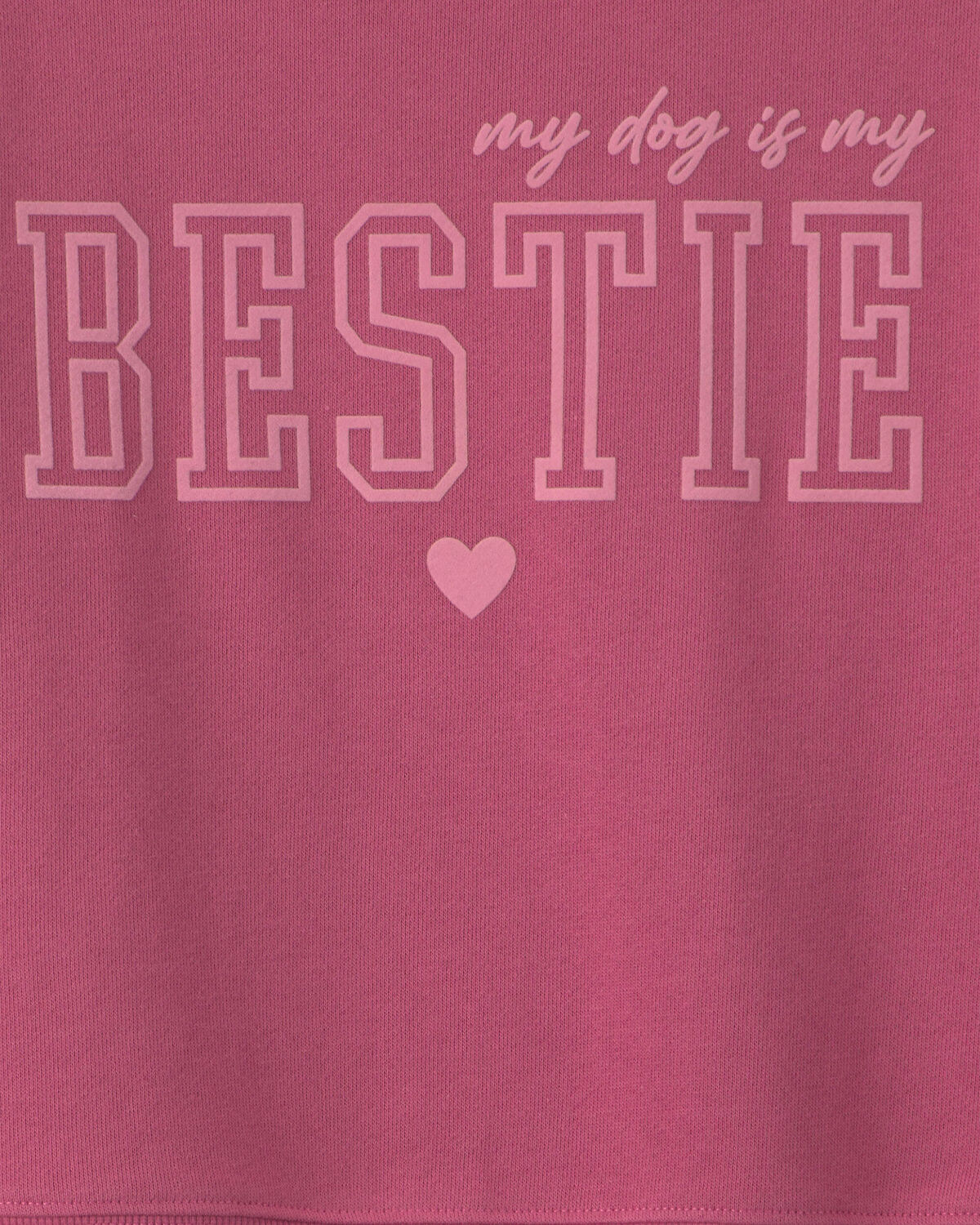 Girls 'Bestie' French Terry Top - Pink - Image 3