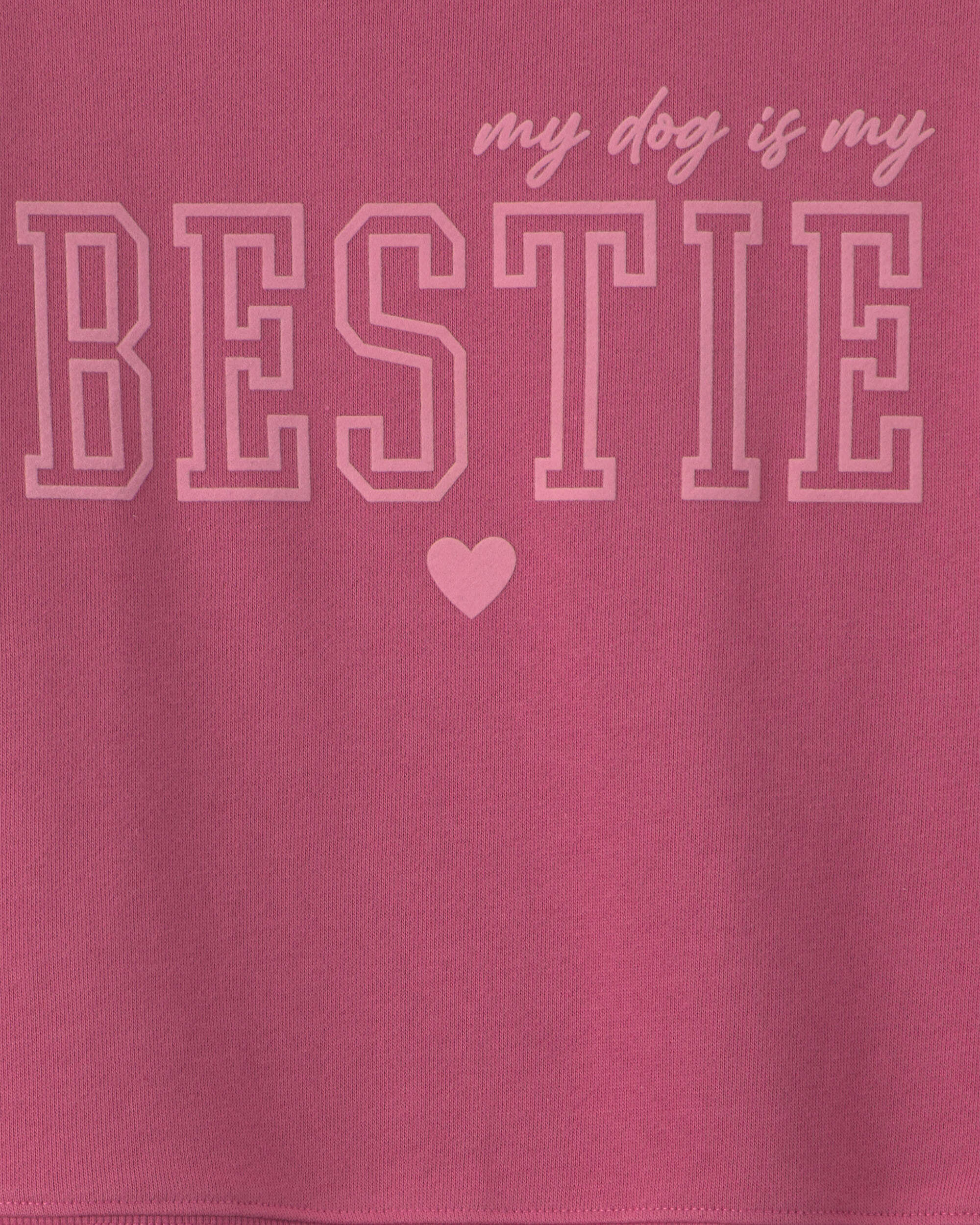 Girls 'Bestie' French Terry Top - Pink - Image 5