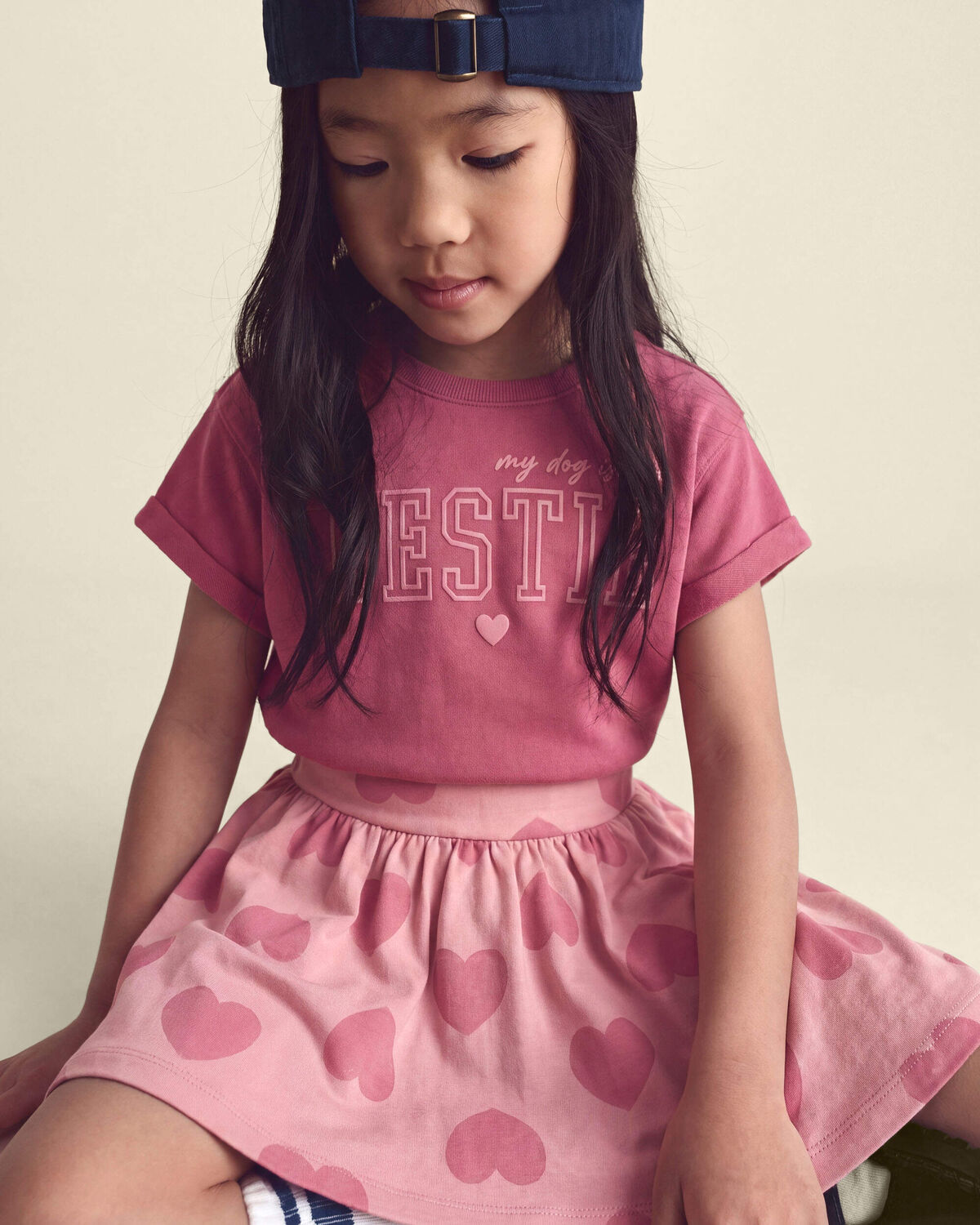 Girls 'Bestie' French Terry Top - Pink - Image 4