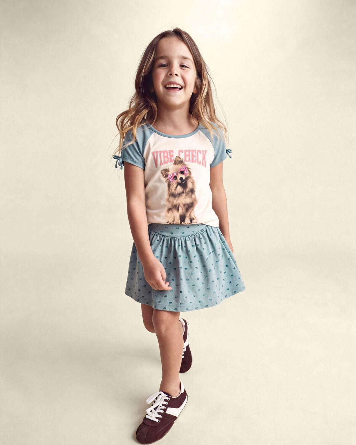 Girls Bow Cotton Skort - Blue - Image 4