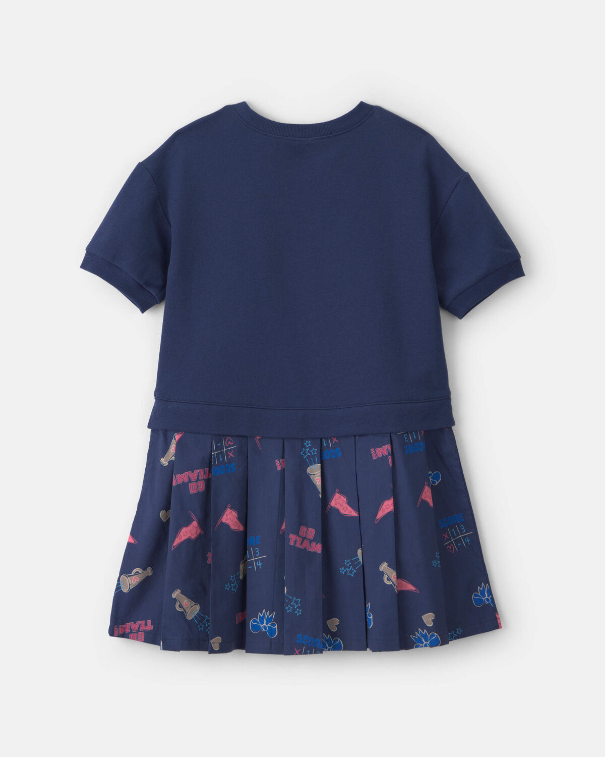 Girls School Spirit French Terry Layering Dress - Navy Blue - Image 2