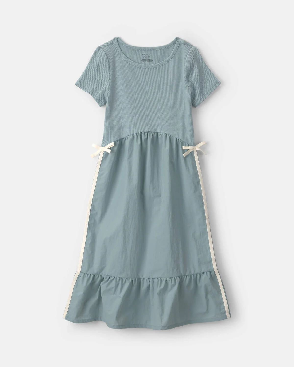 Girls Bow Midi Dress - Blue
