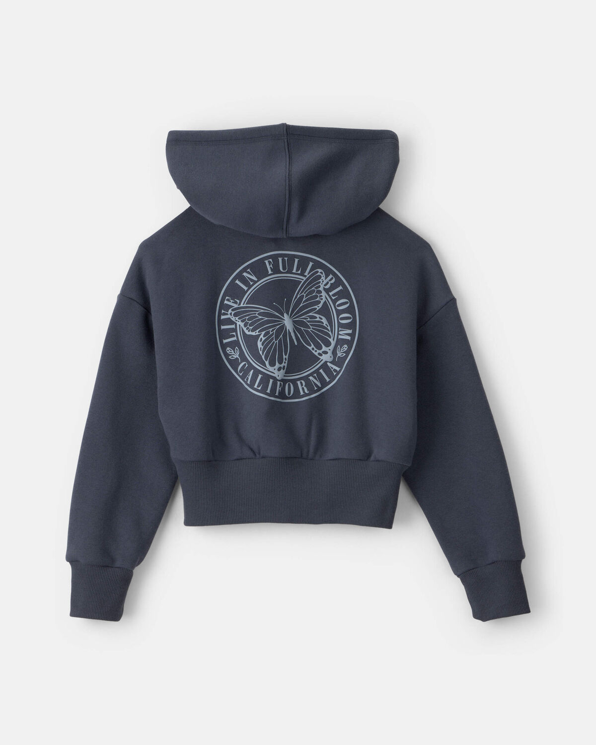 Girls 'Butterfly' Fleece Zip-Up Hoodie - Navy Blue - Image 2