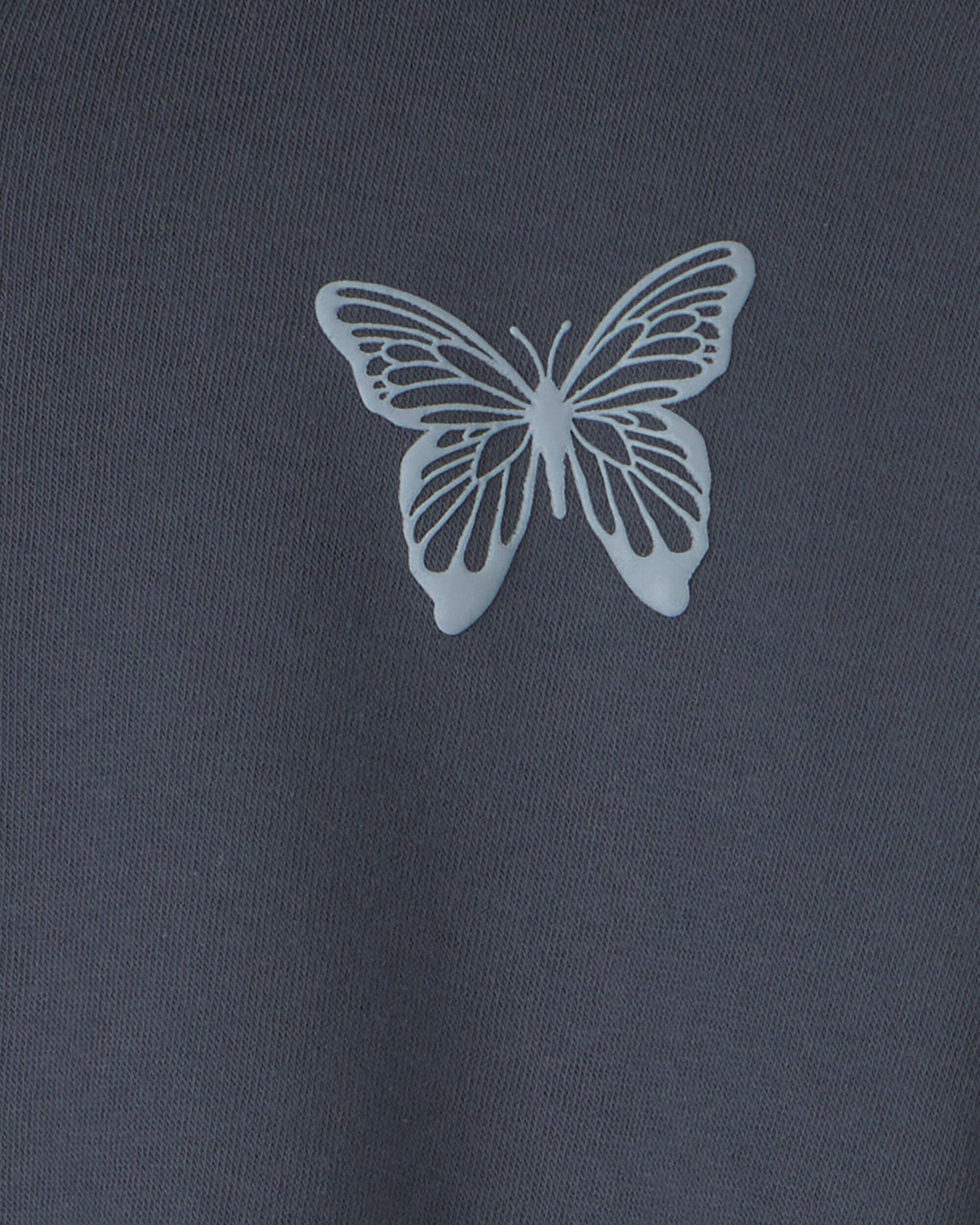 Girls 'Butterfly' Fleece Zip-Up Hoodie - Navy Blue - Image 6