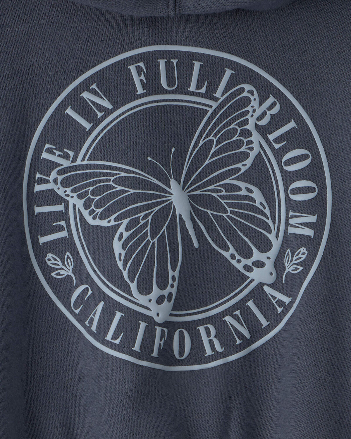 Girls 'Butterfly' Fleece Zip-Up Hoodie - Navy Blue - Image 5