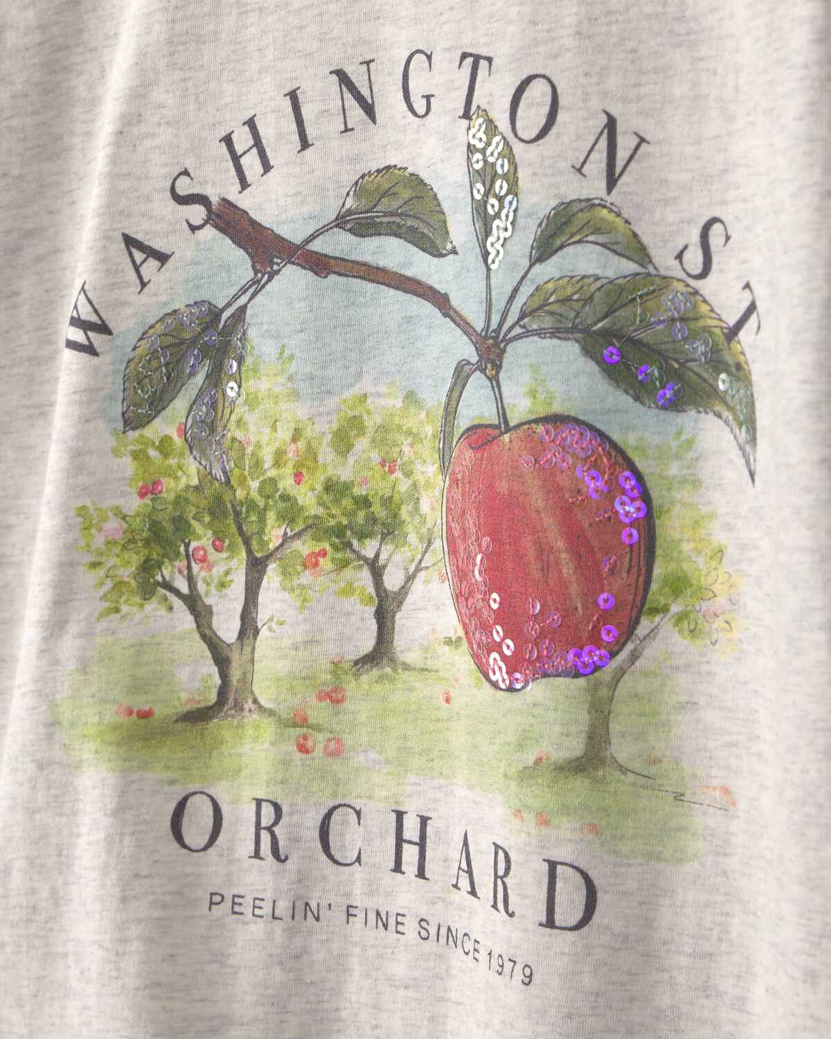 Girls Apple Orchard Graphic Tee - Grey - Image 2