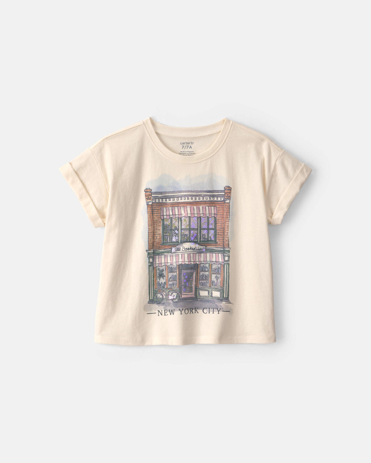 Girls 'New York City' Graphic Tee - Cream