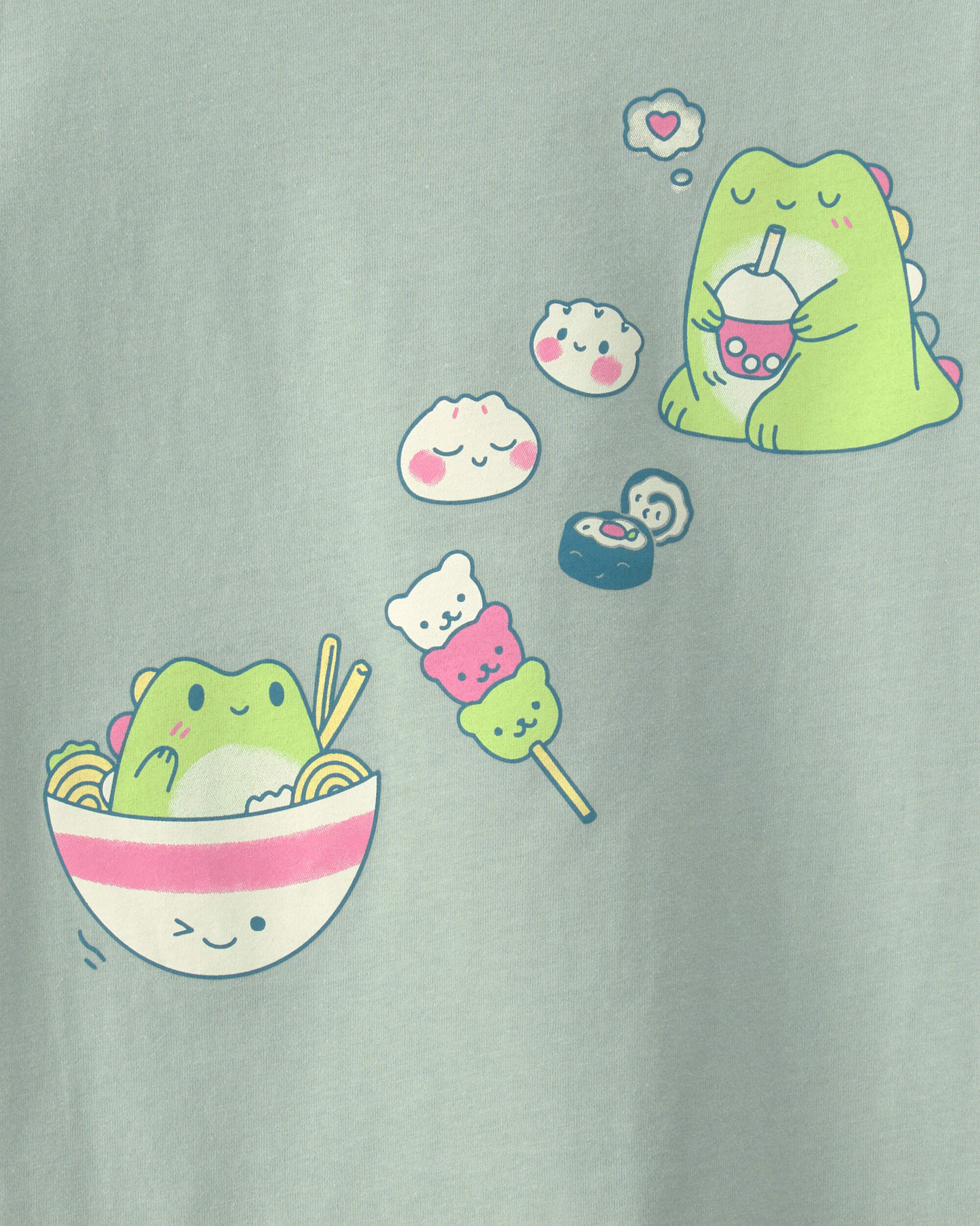 Girls Kawaii Dinosaur Graphic Tee - Green - Image 3