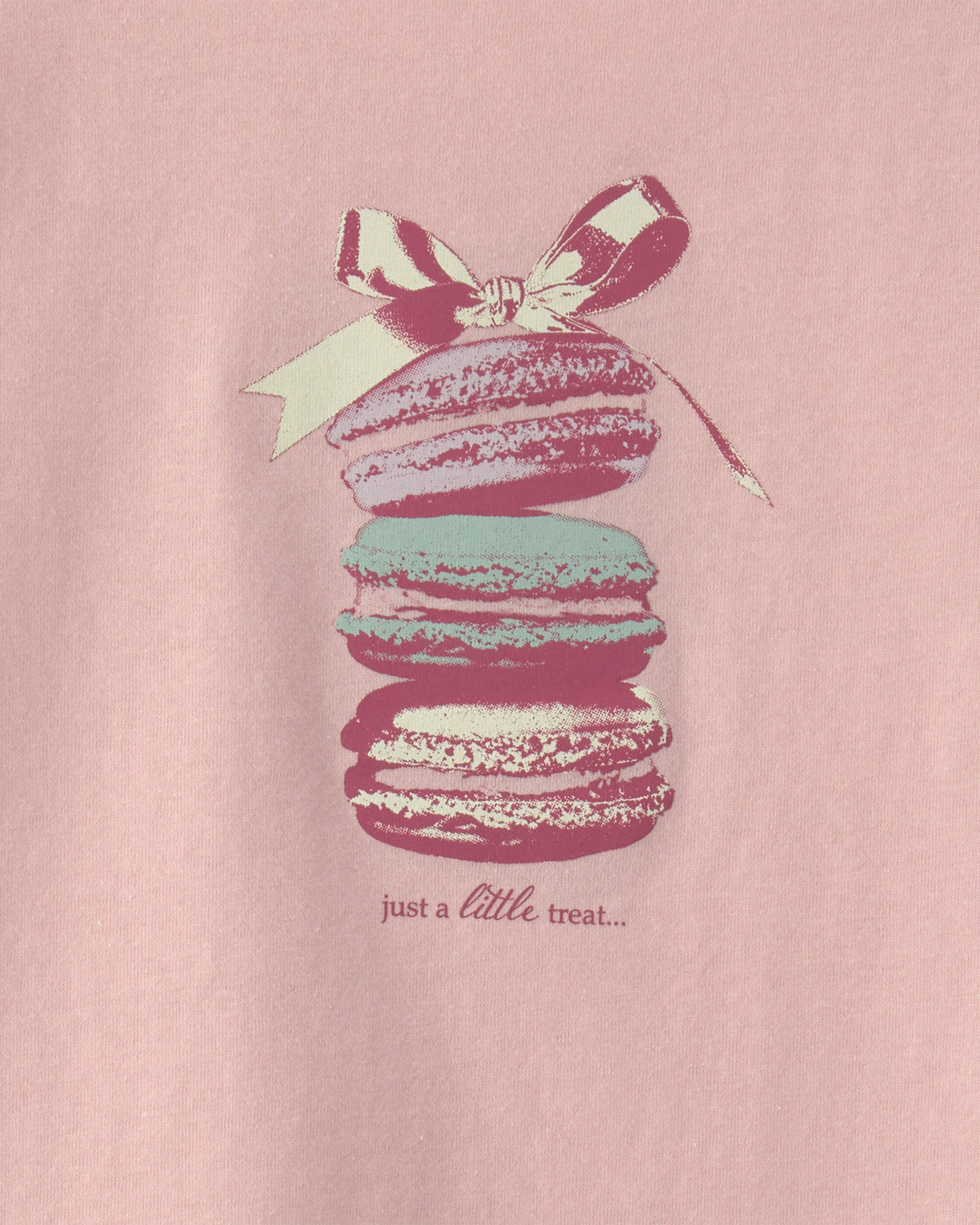 Girls Macaron Bow Graphic Tee - Pink - Image 3