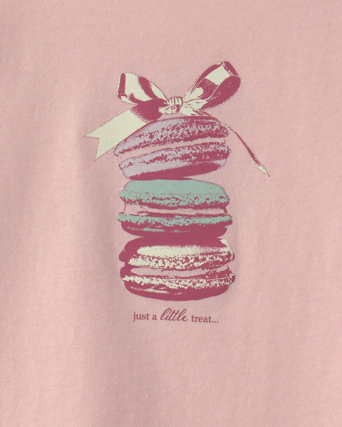Girls Macaron Bow Graphic Tee - Pink - Image 2
