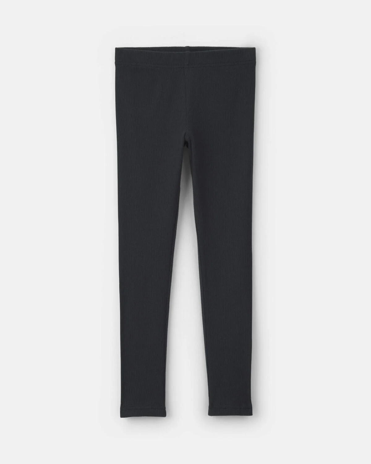 Girls Pull-On Stretch Rib Leggings - Black