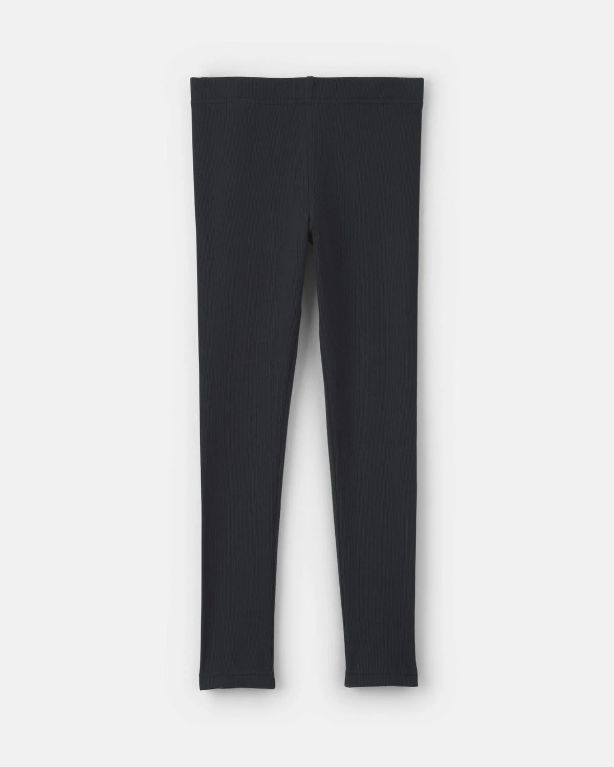 Girls Pull-On Stretch Rib Leggings - Black - Image 2