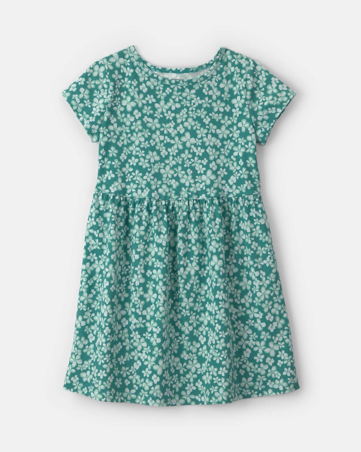 Girls Floral Short-Sleeve Dress - Green