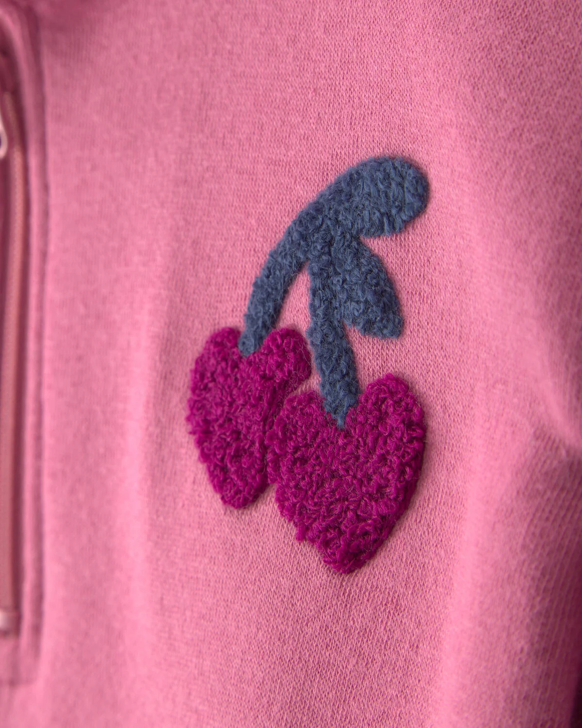 Girls 2-Piece Cherry Fleece Quarter Zip & Pant Set - Pink - Image 3