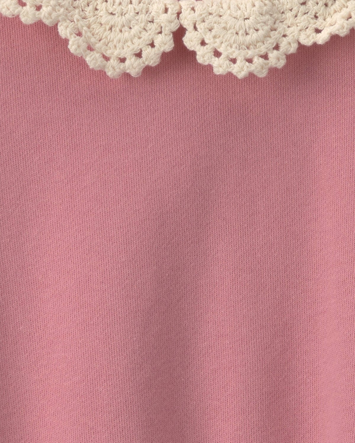 Girls Floral Collar French Terry Pullover Sweatshirt - Pink - Image 2