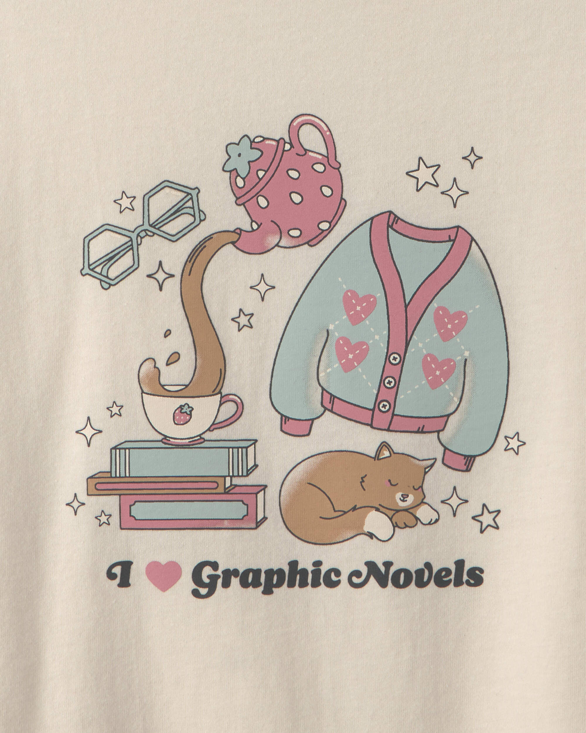 Girls Graphic Novels Long-Sleeve Graphic Tee - Cream - Image 3