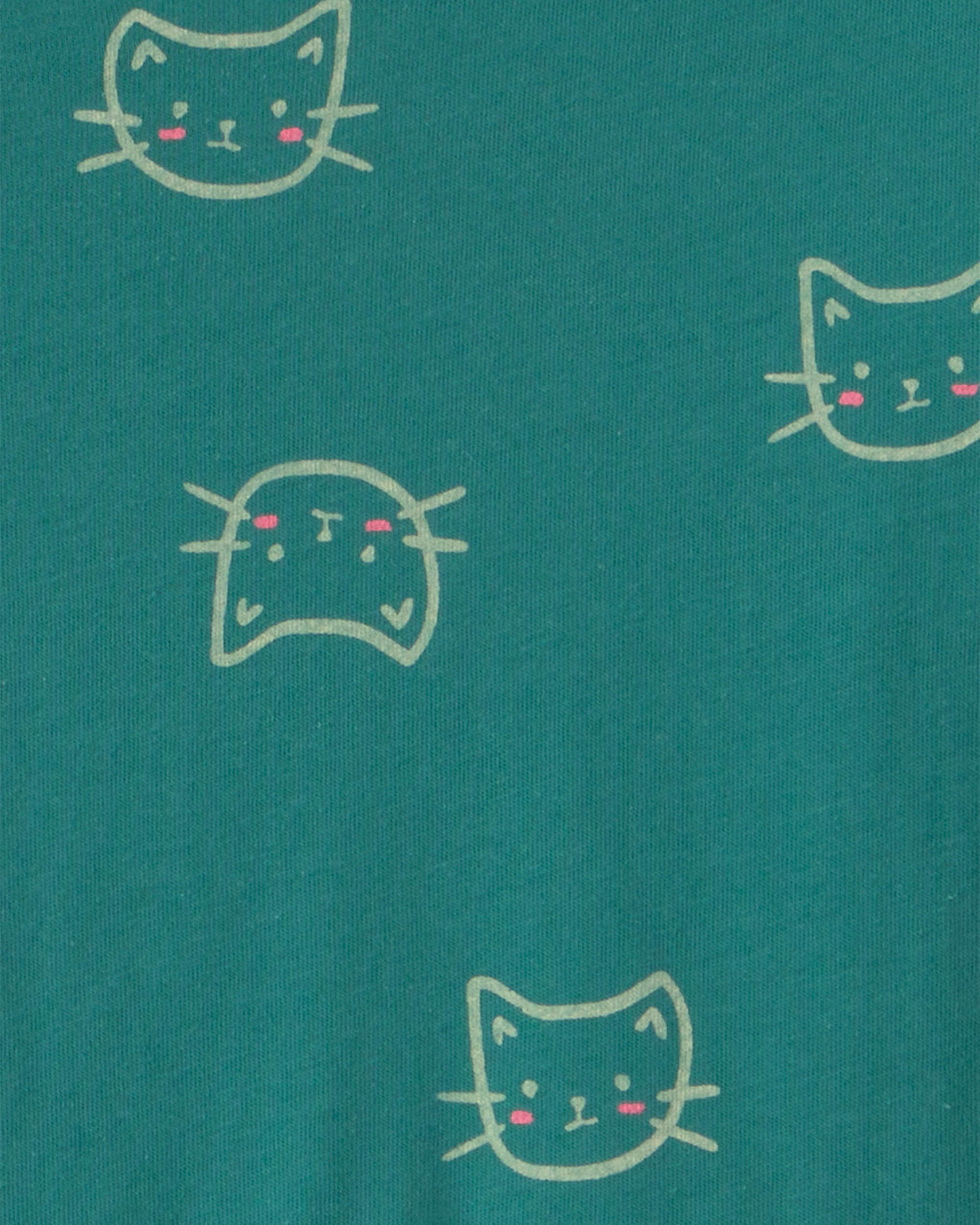 Girls Cat Long-Sleeve Dress - Green - Image 4