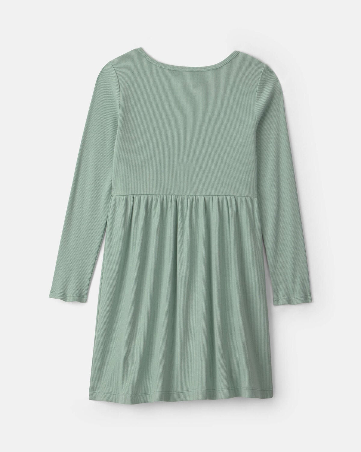 Girls Rib Long-Sleeve Dress - Green - Image 2