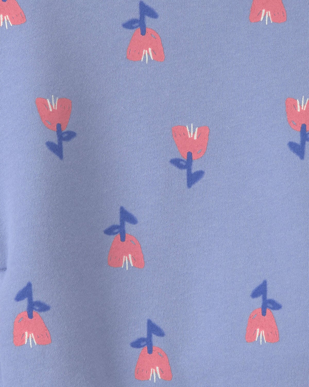 Girls Floral Fleece Pullover Sweatshirt - Blue/Pink - Image 2