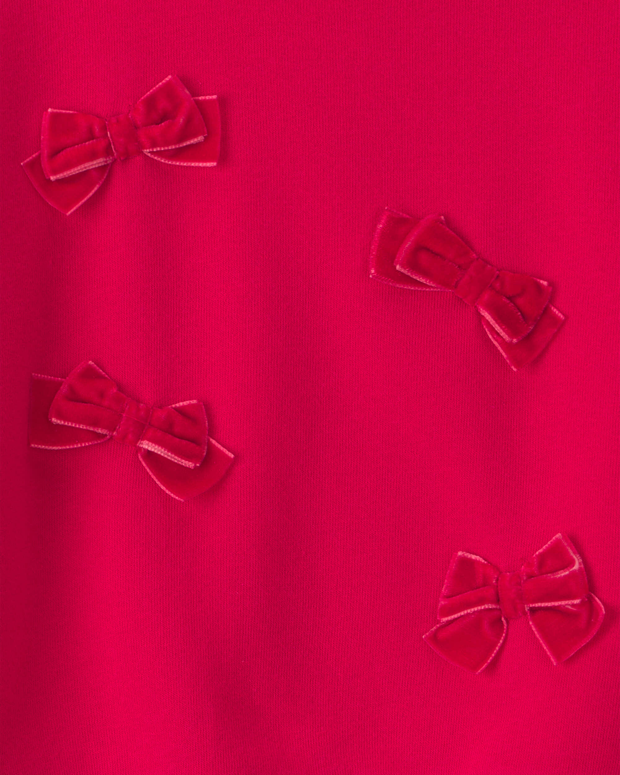 Girls Bow Pullover Sweatshirt - Red - Image 3